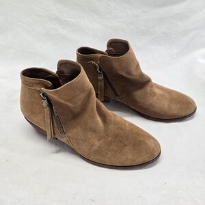 Sam Edelman Women's 8W Packer Brown Suede Double Zip Ankle Booties Boots